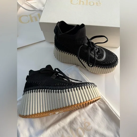 NWT CHLOE BLACK SNEAKERS - Picture 8 of 11